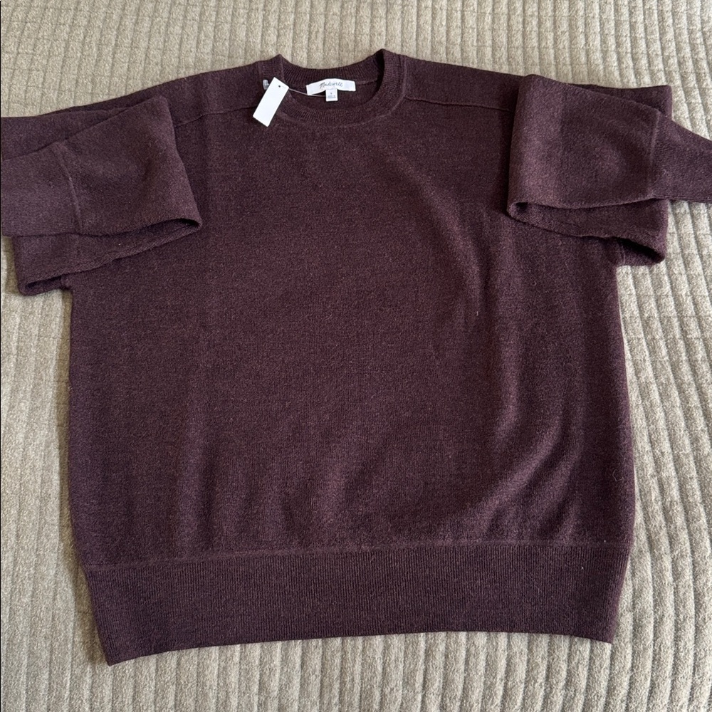 nwt merino wool pullover sweater in heather chocolate - Picture 2 of 9